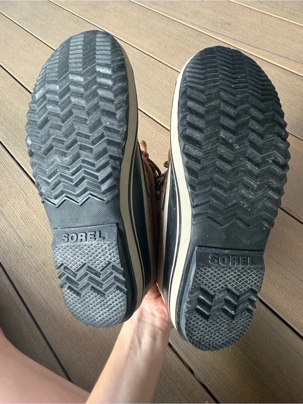 SOREL Insulated Lace-Up Duck Boots in Black and Brown